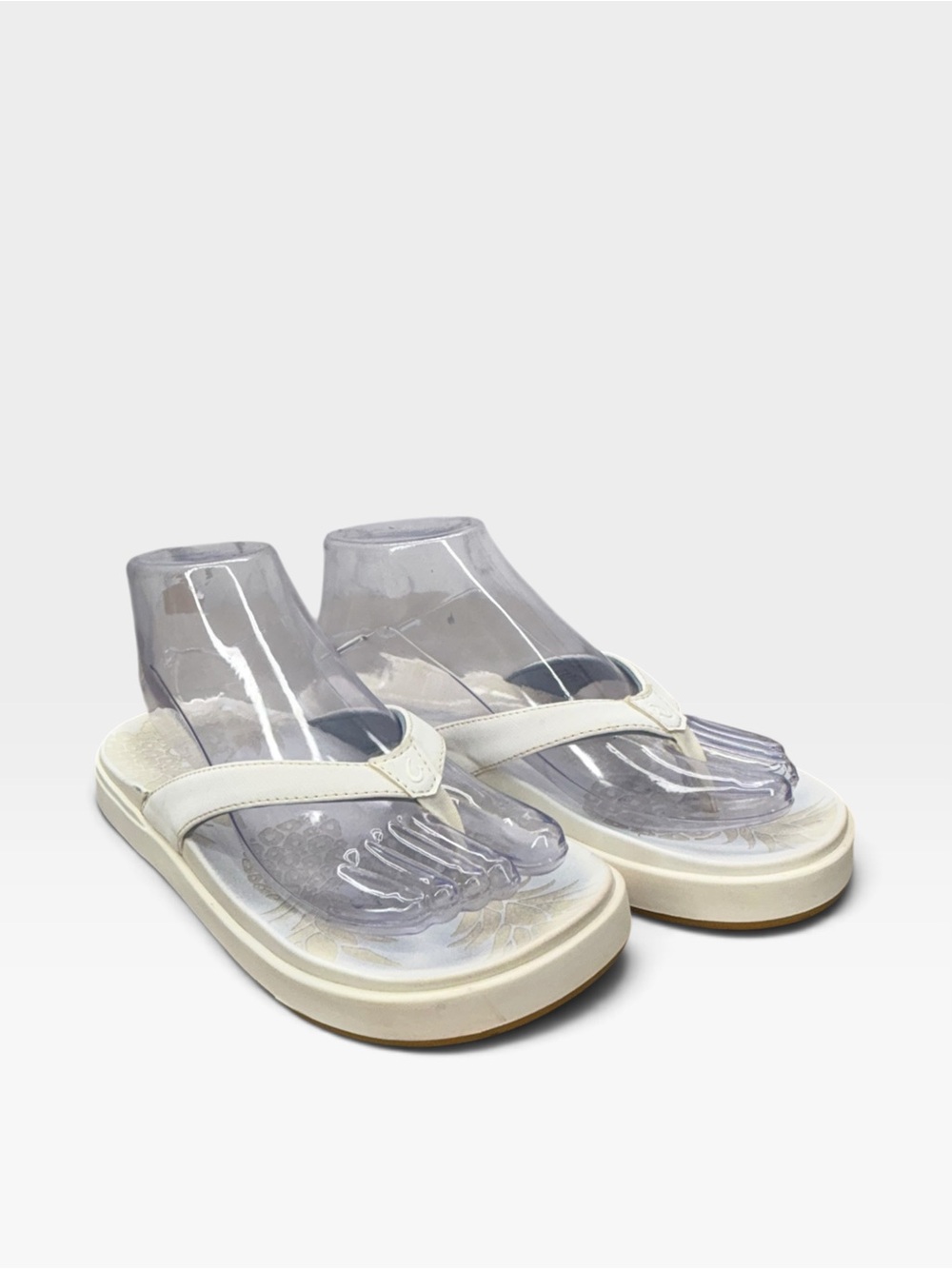 OluKai Nua Pio Womens Size 8 White Platform Sandals 20445